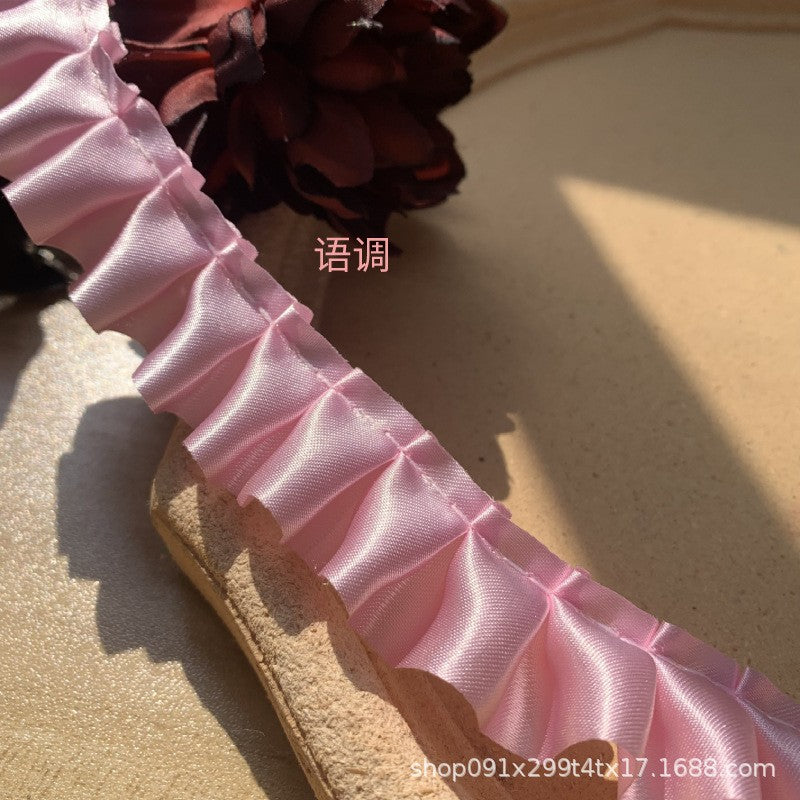 Wholesale 10pcs 2.5cm Satin Pleated Color Lace Baby Clothes Clothing Accessories Handmade Diy Cheering Fan Cartoon Material