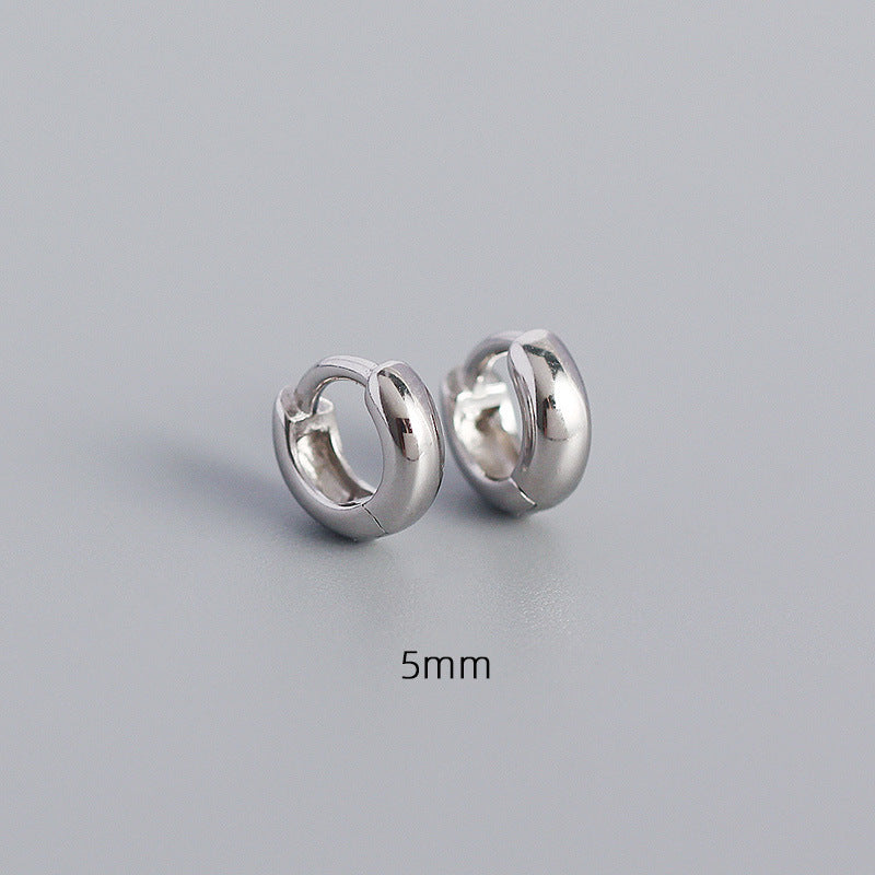 Wholesale Smooth Round Simple Stacking Temperament Versatile S925 Sterling Silver Earrings