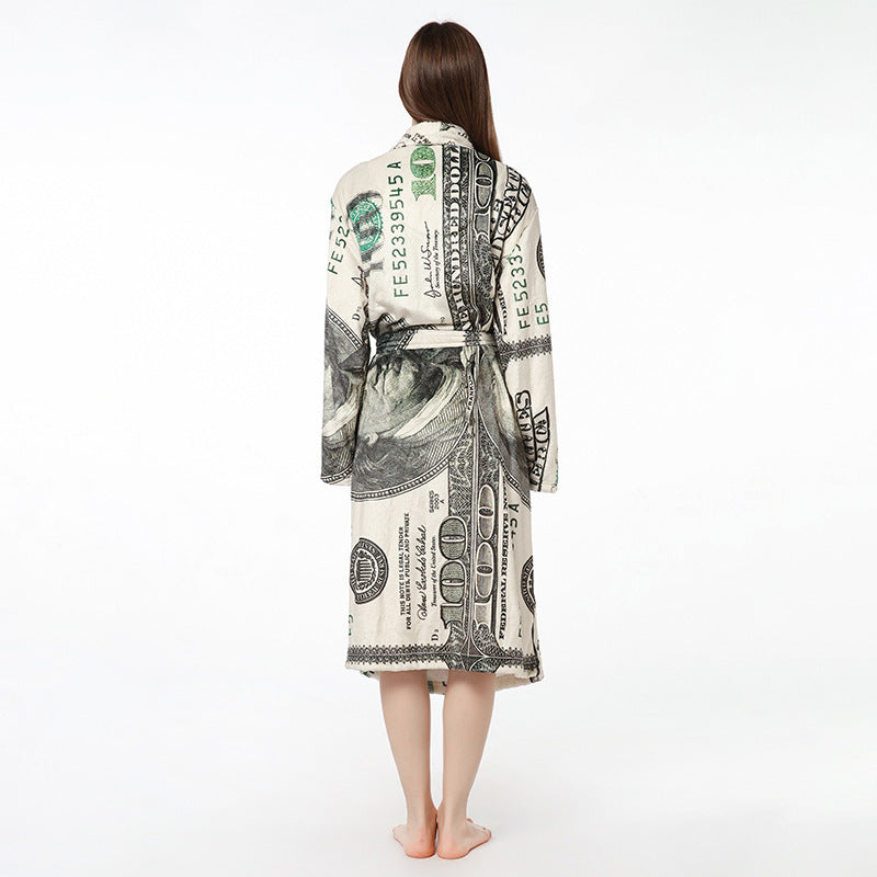 Wholesale Robe Lapel Loungewear Flannel Robe