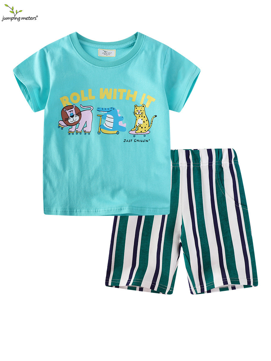Wholesale European And American Style Boys Summer Short Sleeve Shirt And Shorts Two Piece Set For Boutique Resale