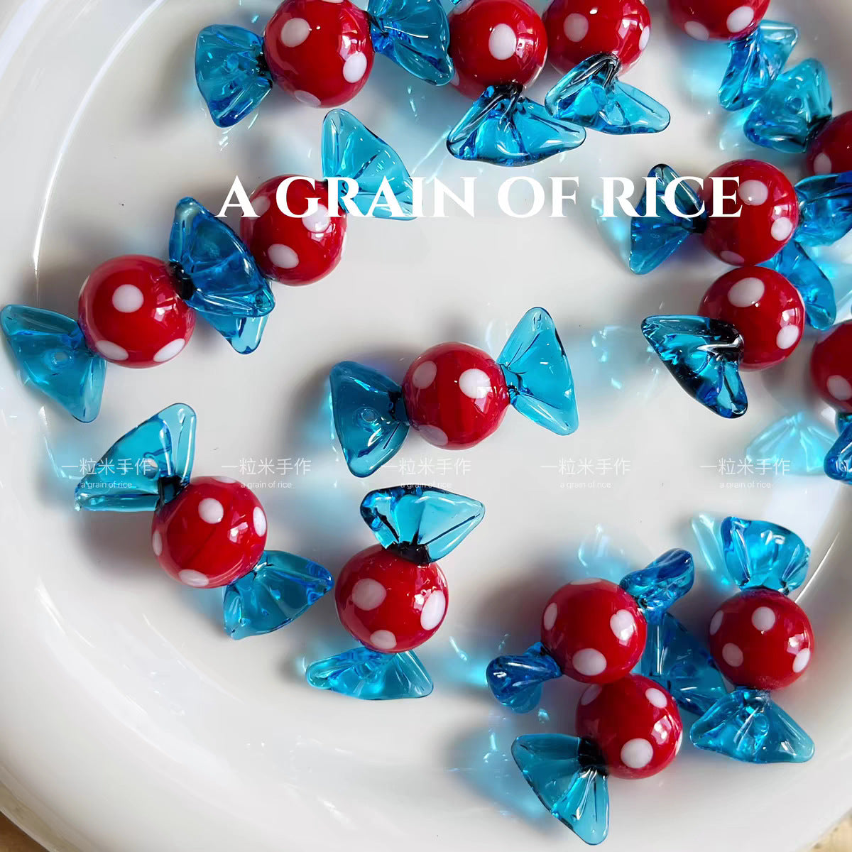 Wholesale Handmade glass polka dot candy beads