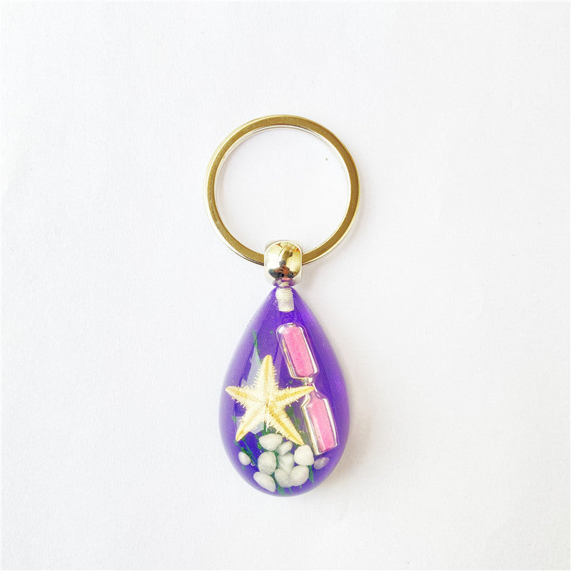 Wholesale 6pcs Creative Starfish Hourglass Keychain