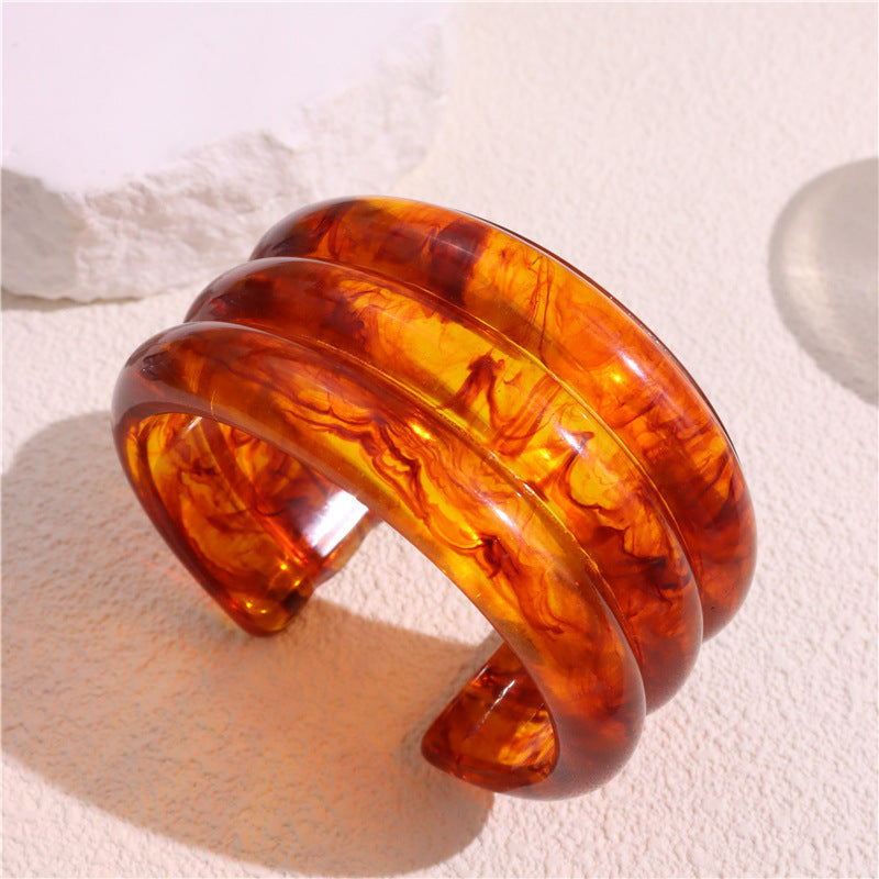 Wholesale Three-layer Resin Bracelet Retro Texture Open Ring Bracelet