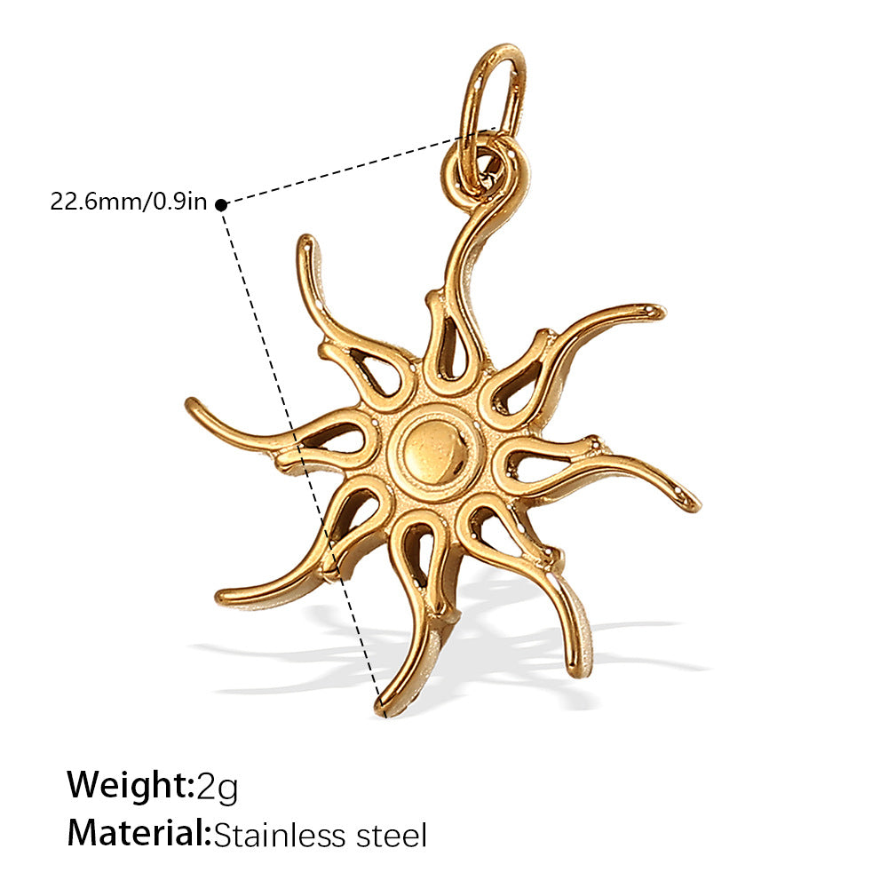 Wholesale Stainless steel 18K gold-plated sun and moon pendant necklace