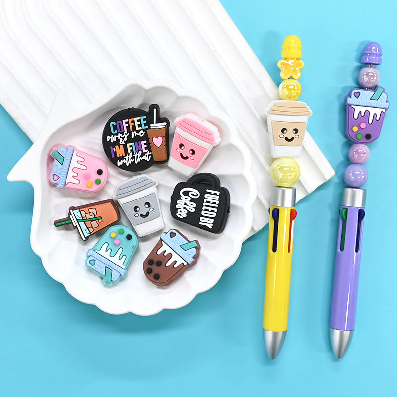 Wholesale Random 100pcs Coffee Creative Ballpoint Pen Bead