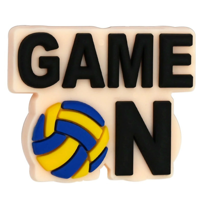 Wholesale Random 100pcs/pack PVC soft rubber perforated beaded accessories for ball sports series   Focal Beads