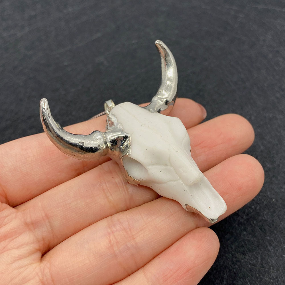 Wholesale 45×46mm Acrylic White Gold Bull Head Shape Melon Seed Buckle Pendant