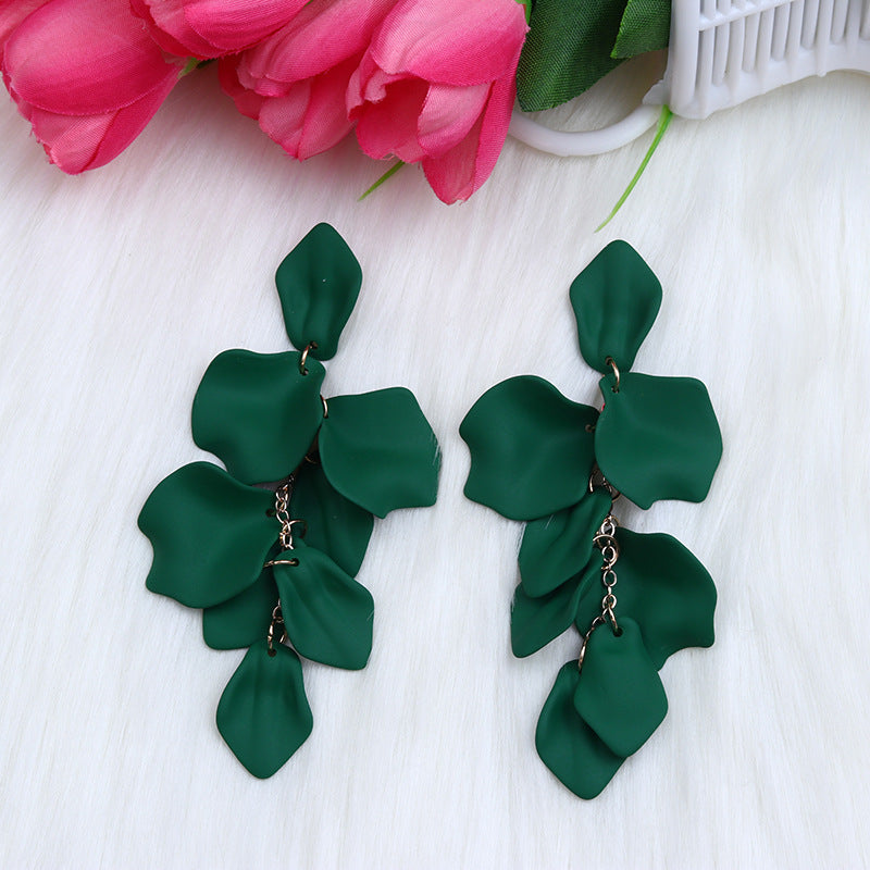 Wholesale Bohemian Style Fashion Personality Tassel Petal Candy Color Design Earrings