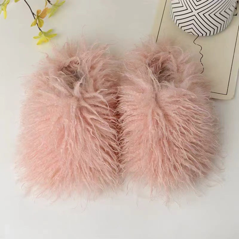 Wholesale Winter Imitation Beach Wool Fashion Warm Cotton Slippers Home Slippers