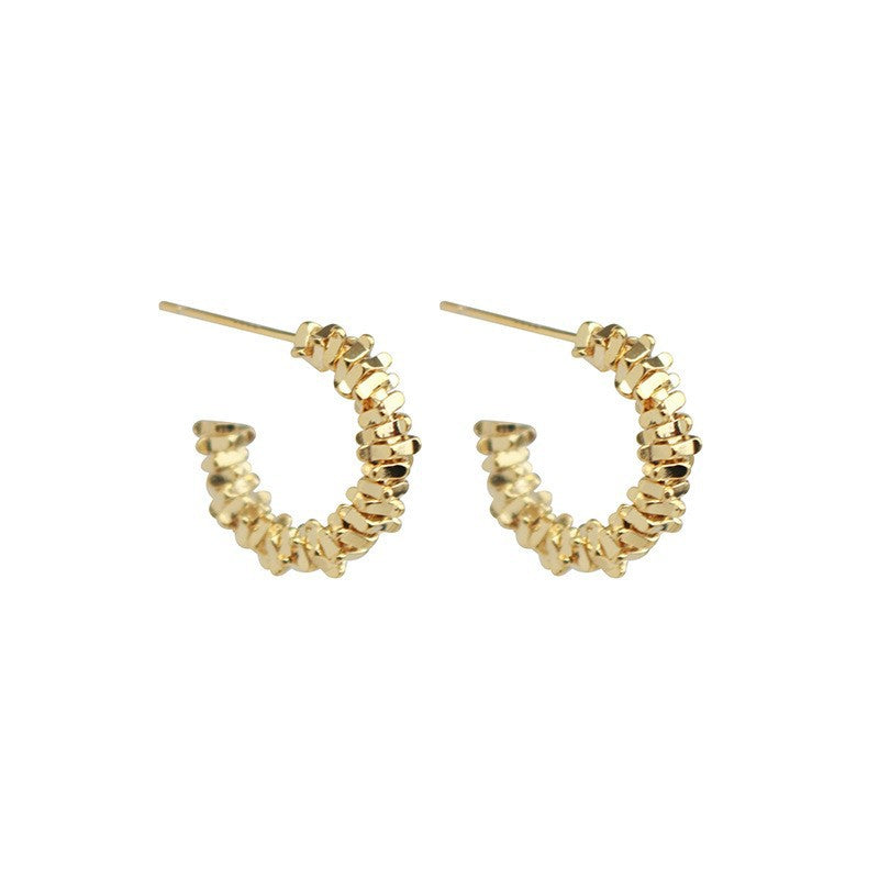 Wholesale Factory wholesale  cold wind 925 silver needle broken silver half ring earrings niche unique design temperament earrings