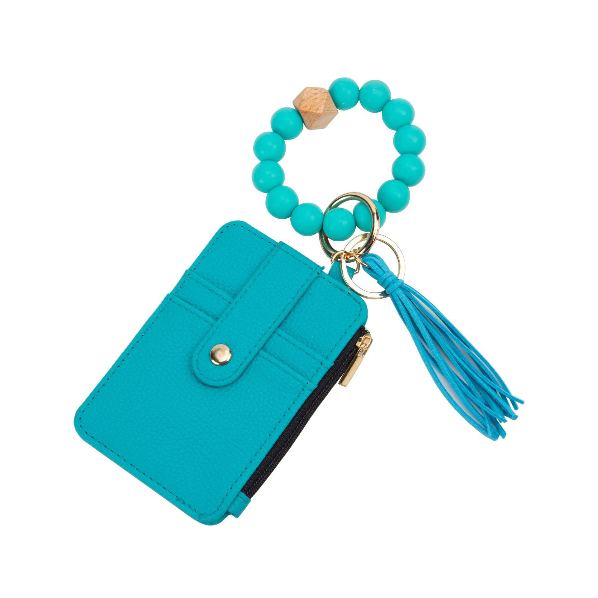Wholesale Zero Wallet, Wooden Bead Card Bag, Silicone Wrist Keychain