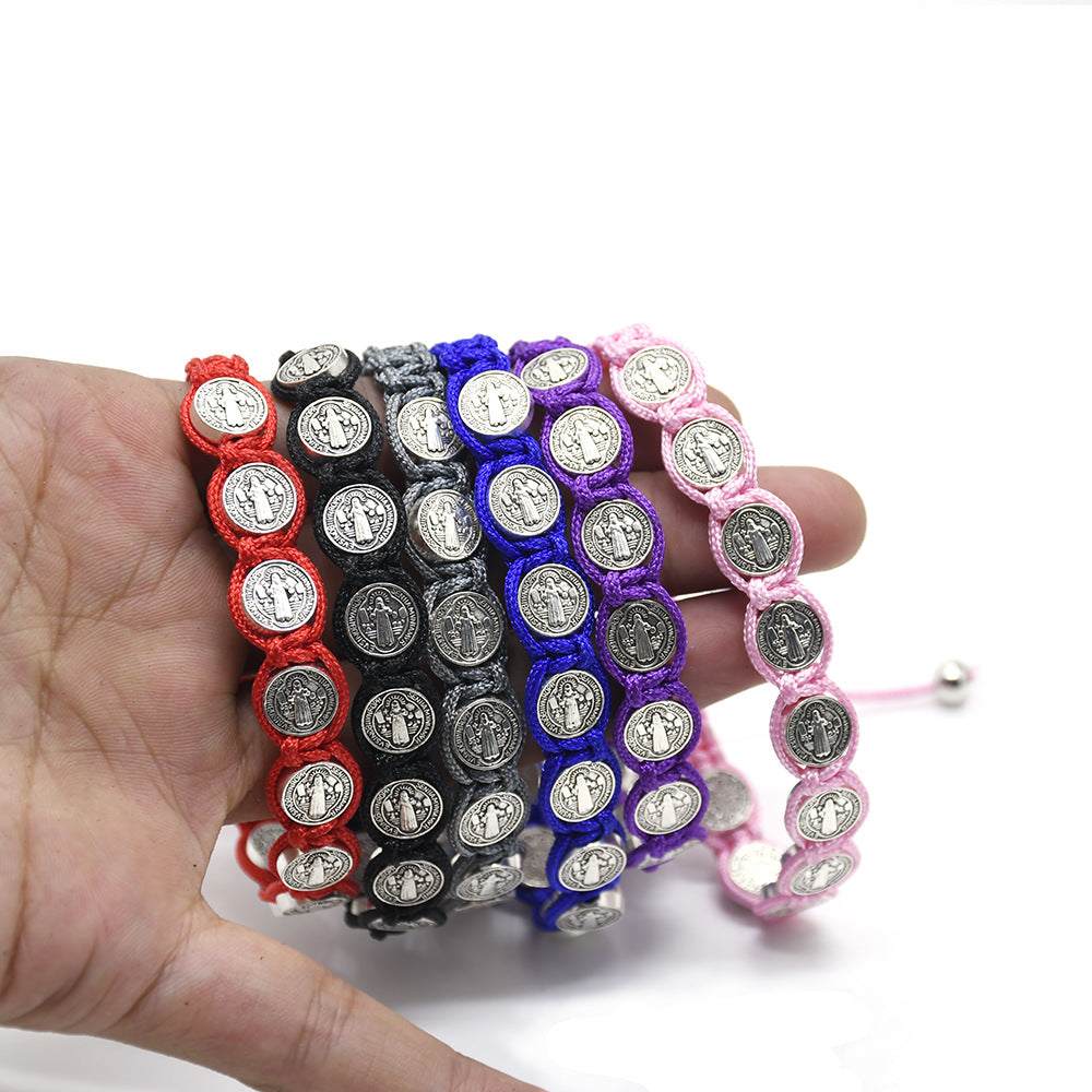 Wholesale Alloy Multicolor Braided Knot Rosary Beads Bracelet