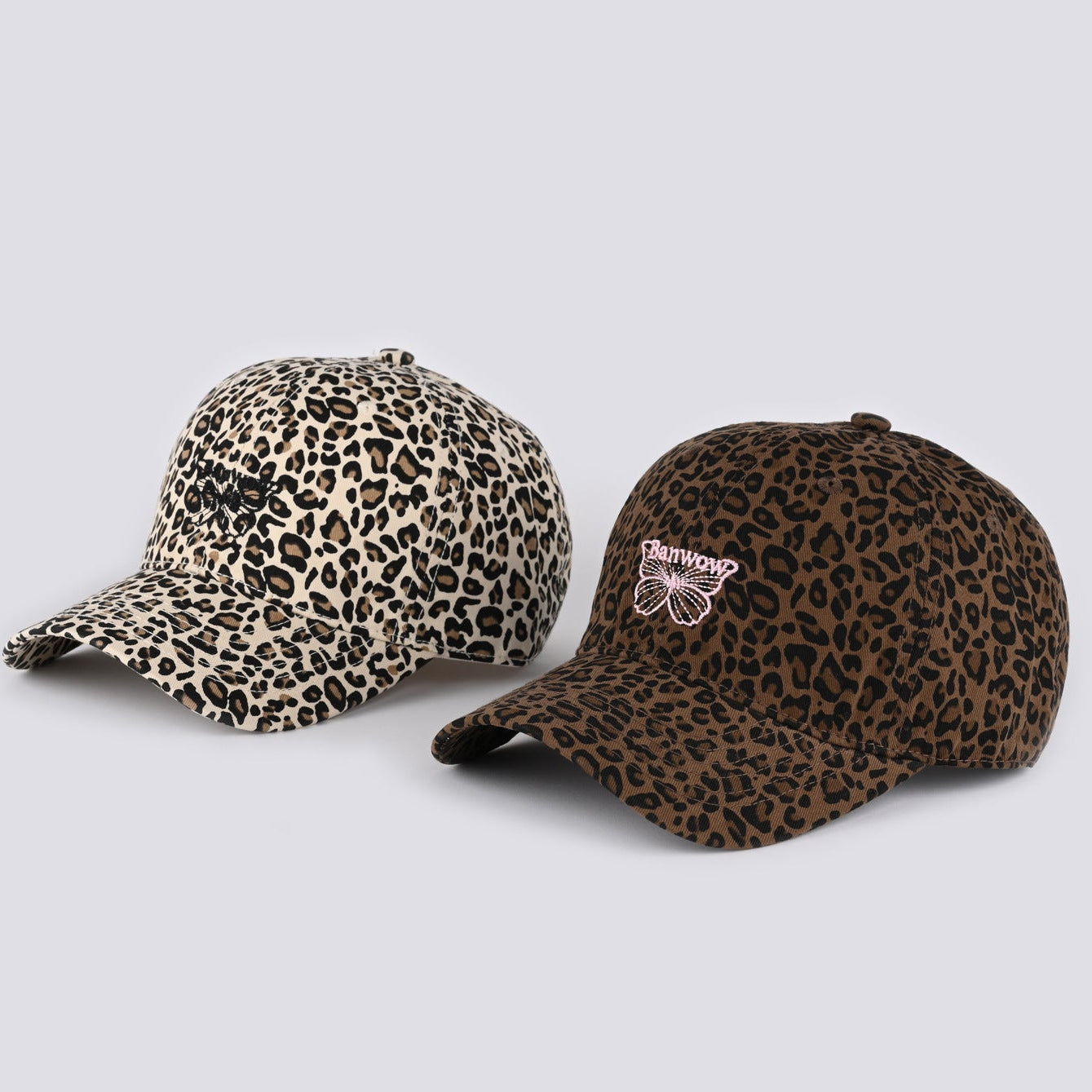 Wholesale Leopard Print Baseball Cap with Street Letters and Butterfly Embroidery