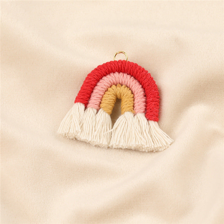 Wholesale Cotton Handwoven Tassel Rainbow Keychain Accessories