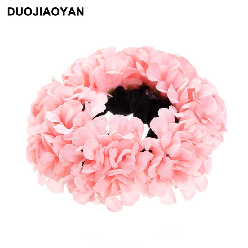 Wholesale spring and summer simulation fabric flower elastic Bohemian hydrangea holiday head rope