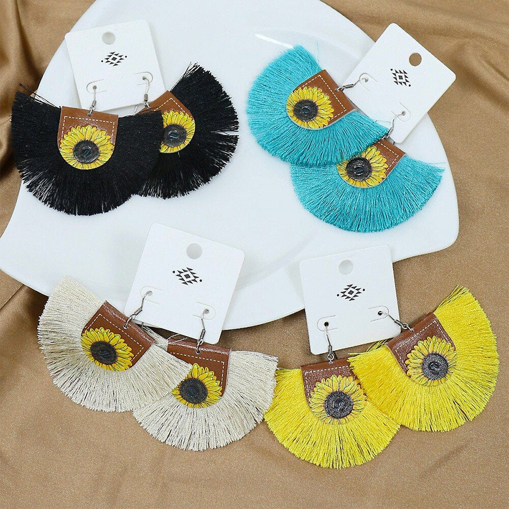 Wholesale Tassel Boho Color Scallop Earrings