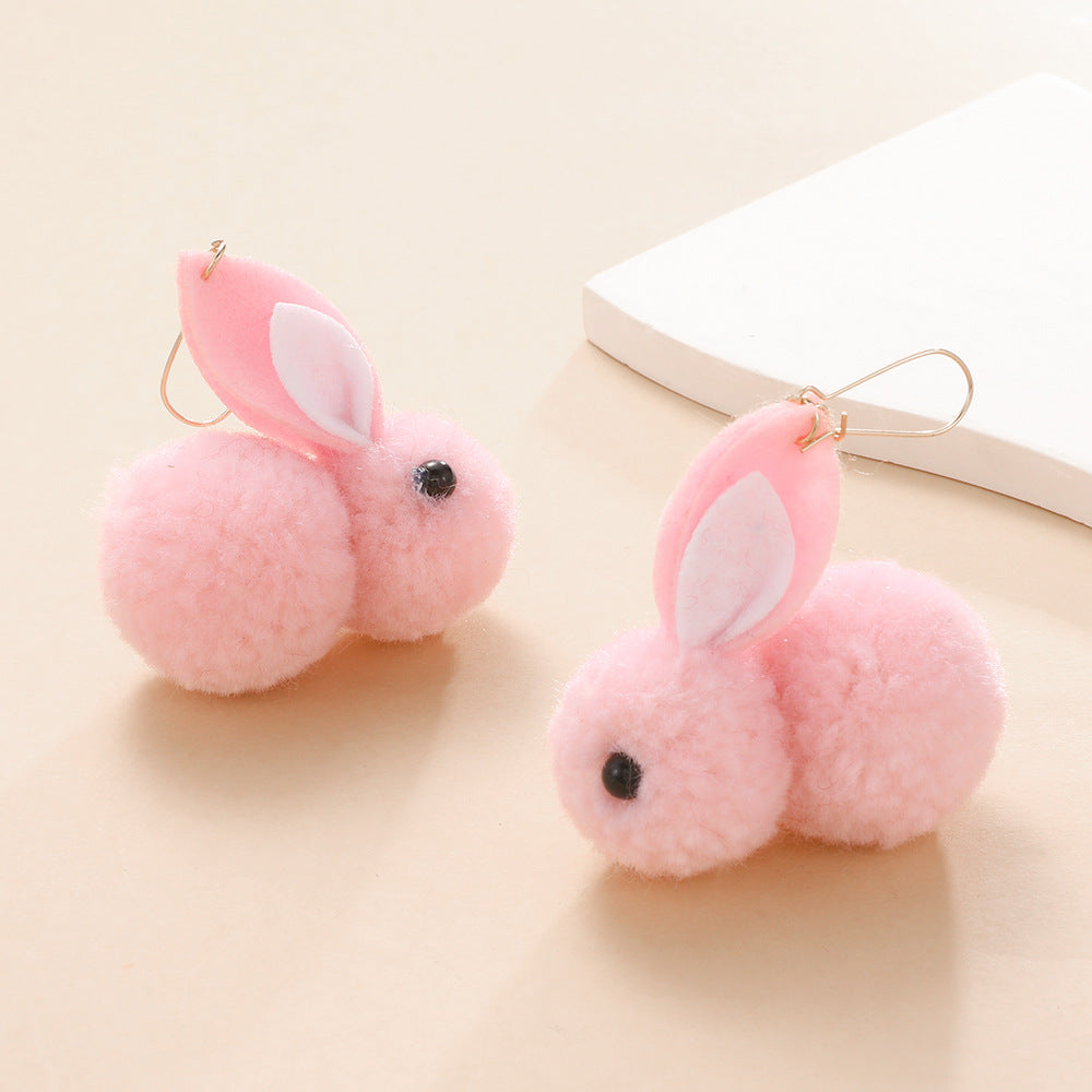 Pendientes de animales de conejo rosa rosa rosa al por mayor