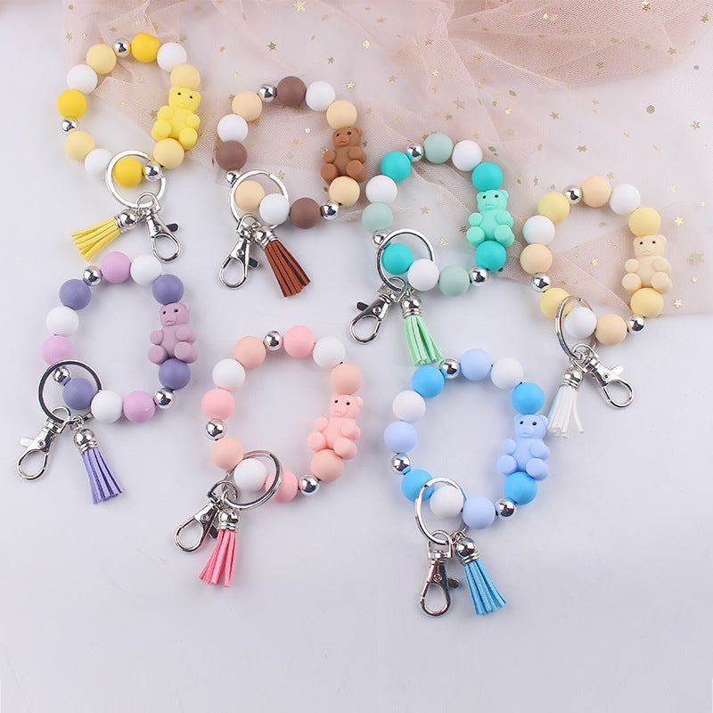 Wholesale Cartoon Animal Bear Silicone Bracelet Keychain