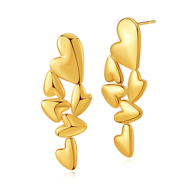 Wholesale Heart Irregular Copper Plated 18K Real Gold Earrings