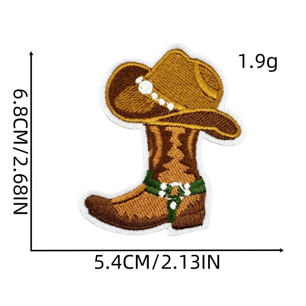 Wholesale Western Denim Embroidery Zhangzai Clothing Accessories Hot Melt Adhesive Non Stitching Large Pattern Cloth Patch FS