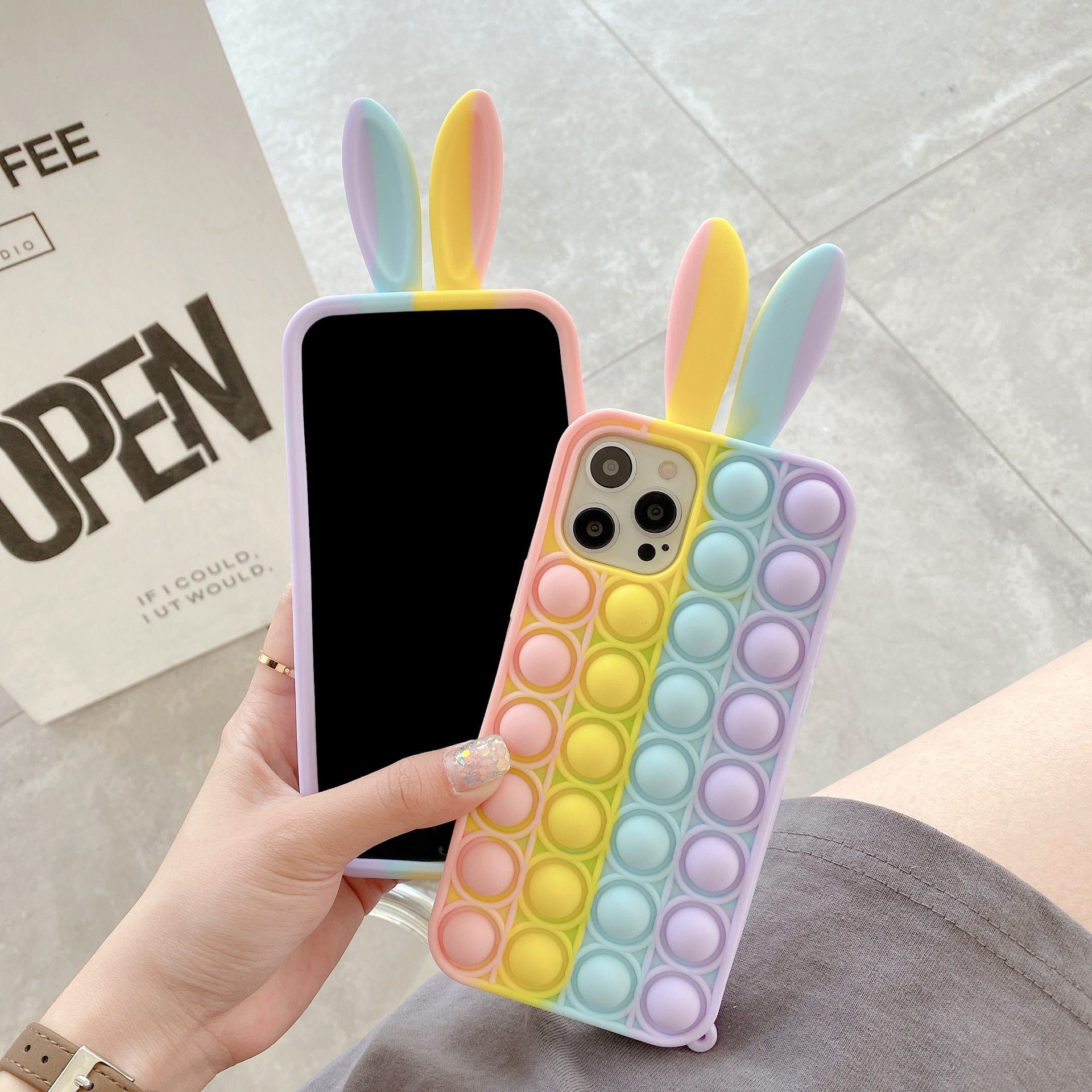 Estuche para teléfono de Silicone Rainbow Bunny al por mayor