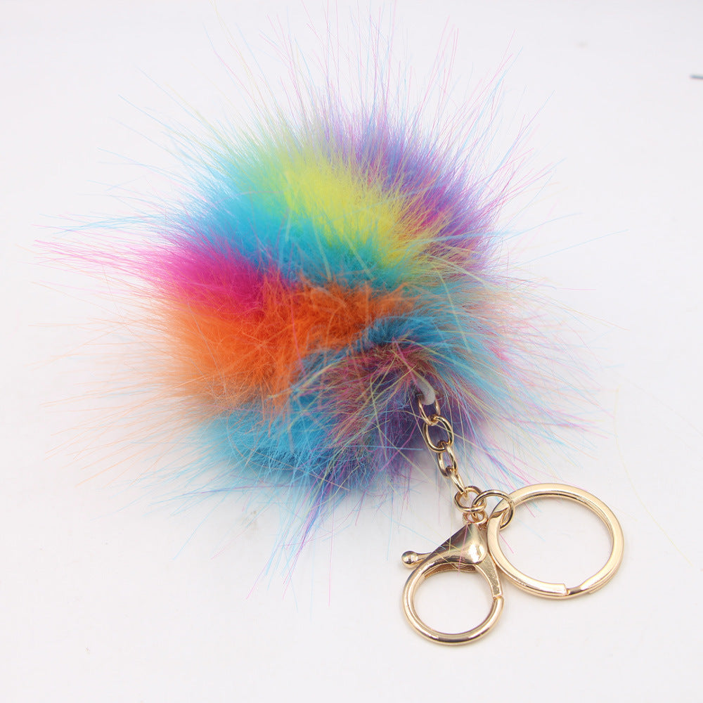 Wholesale Colorful Fur Ball Keychain Bag Pendant Tulip Theme Stylish Backpack Accessory