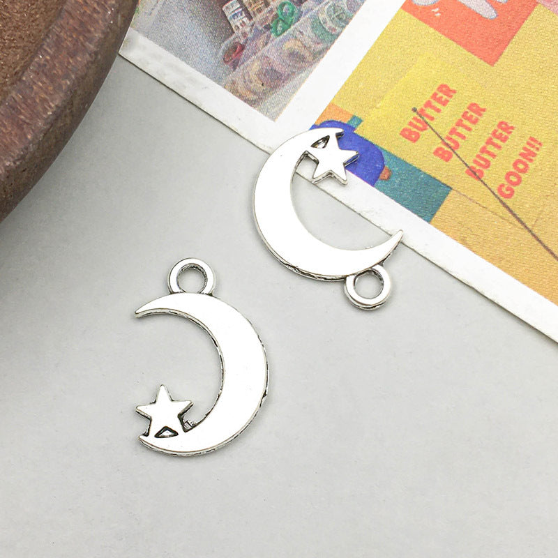 Wholesale Antique Silver Alloy Retro Simulation Star, Moon, Sun DIY Pendant