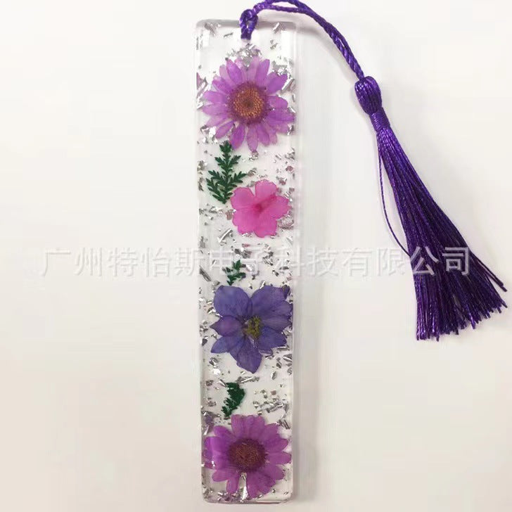 Wholesale Creative Real Flower Daisy Epoxy Transparent Tassel Dried Flower DIY Bookmark