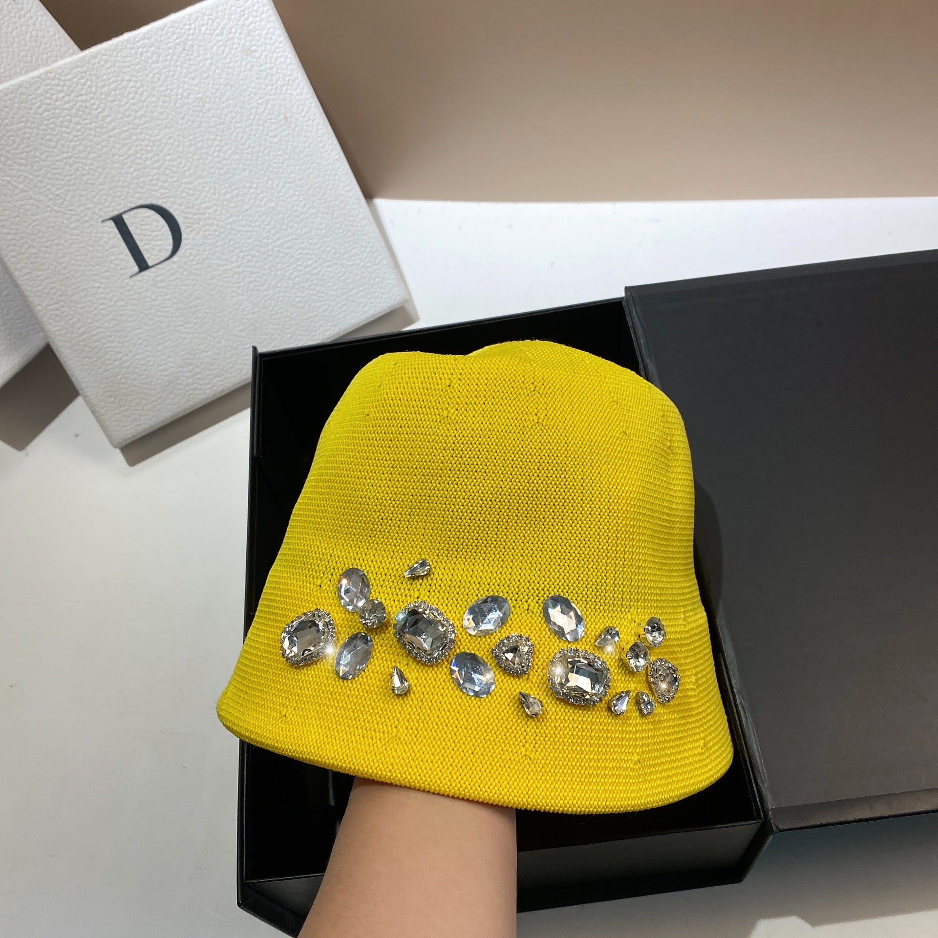 Wholesale Heavy Industry Rhinestone Ice Silk Bucket Hat Bucket Hat