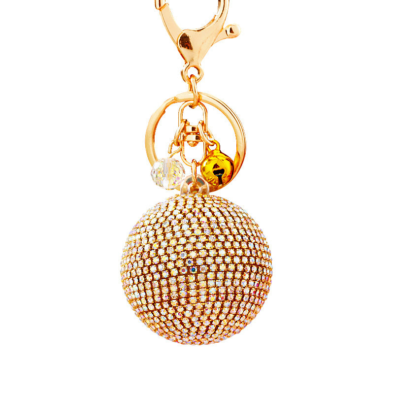 Wholesale Diamond Colorful Round Car Keychain Metal Cute Women's Bag Christmas Keychain