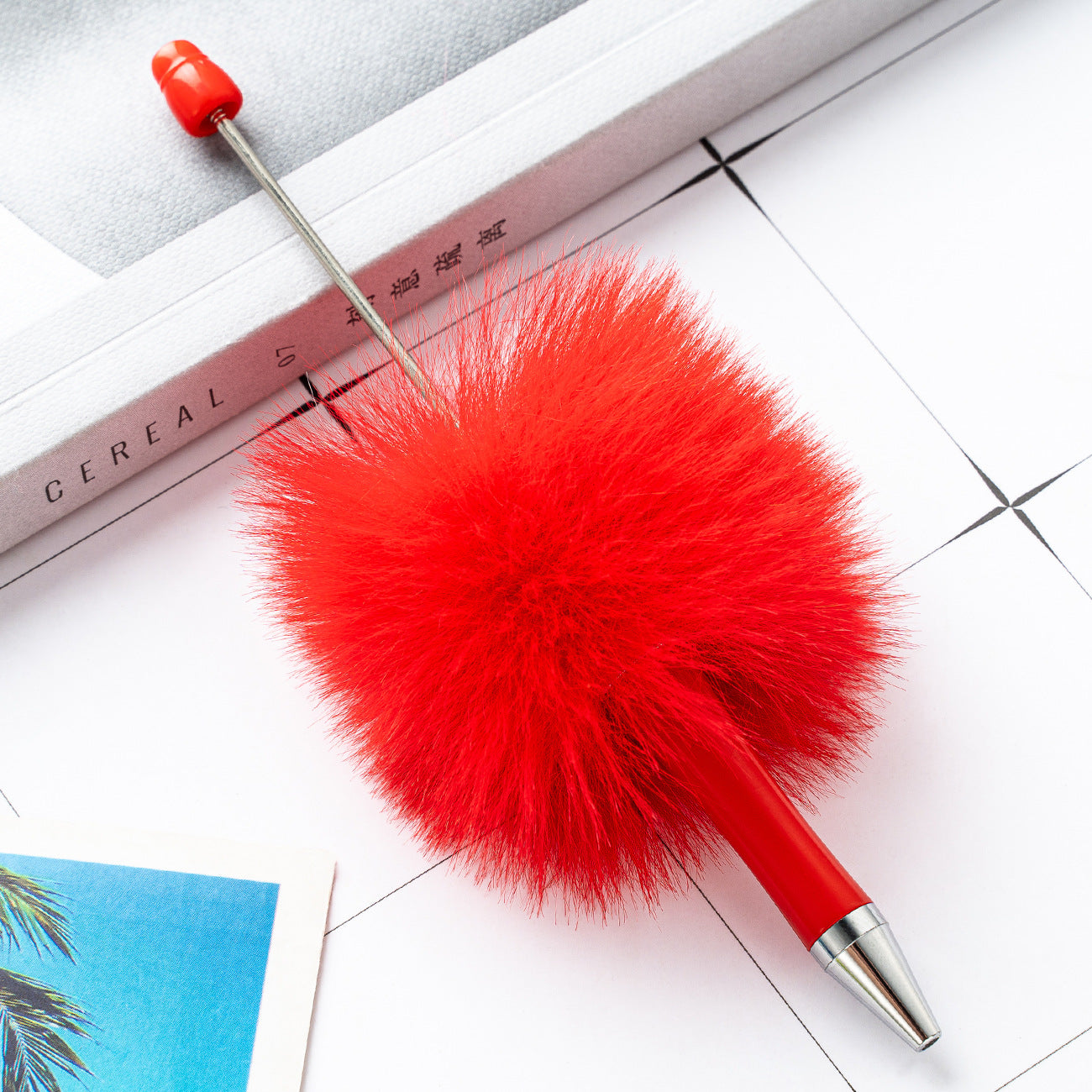 Wholesale Beadable Pens DIY Pompom Beadable Pen