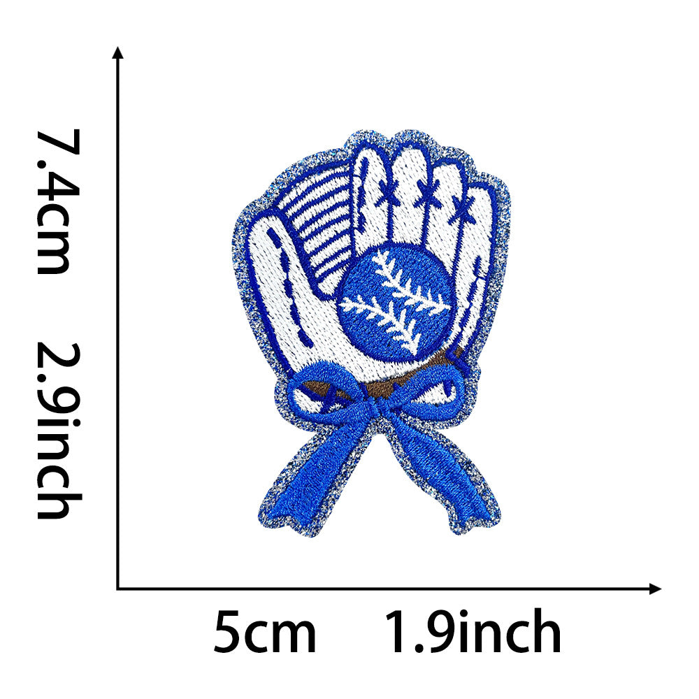 Wholesale Trendy Baseball Glove Embroidered Patch Polyester Iron On Adhesive Badge For Shoes Hats