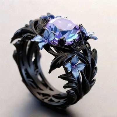 Wholesale  Iris Enamel Oil Ring Colorful Zircon  Alloy Ring