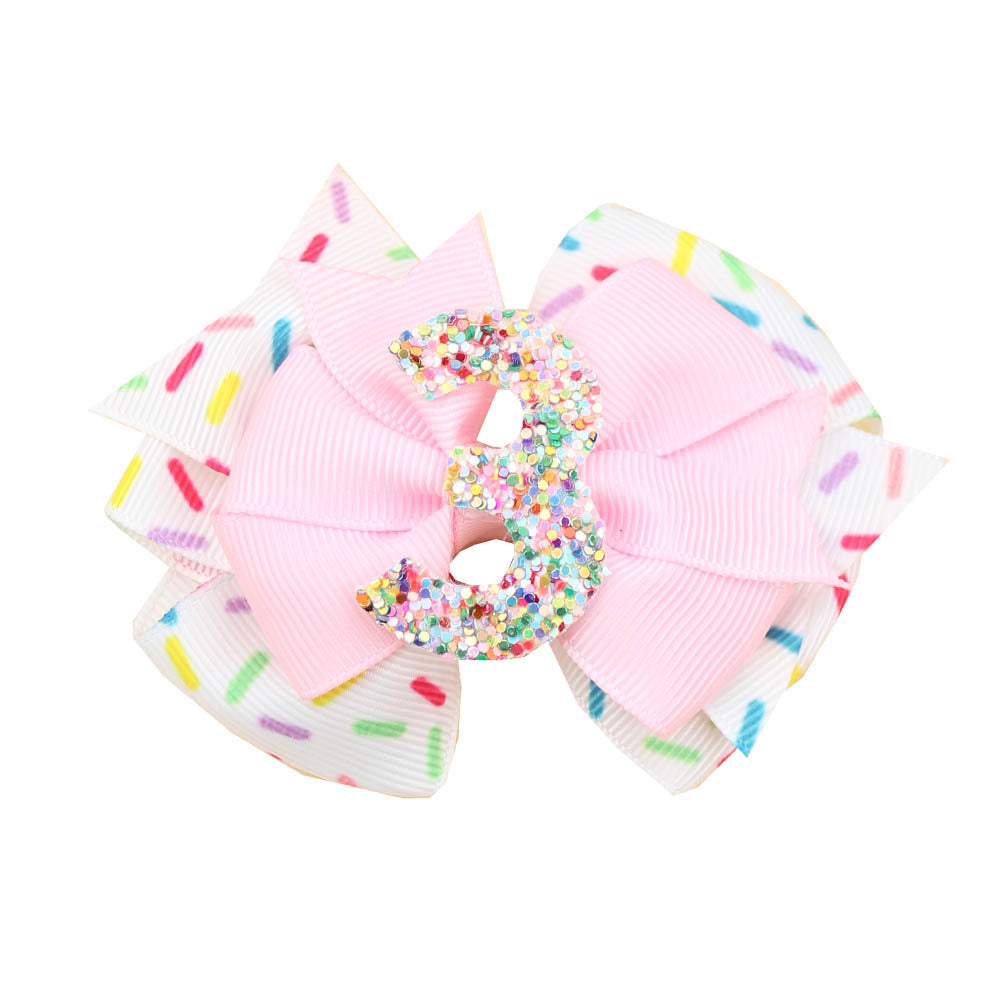 Wholesale 5pcs Birthday Number Gretel Baby Ice Cream Pink Hair Clip