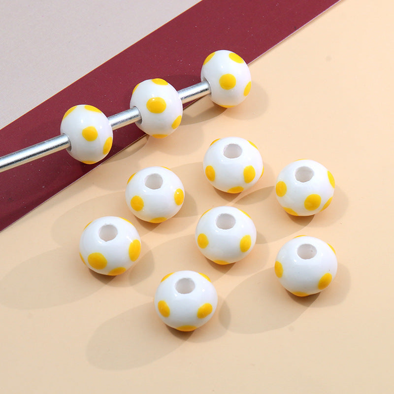 Wholesale Colorful Polka Dot Ceramic Handpainted String Beads