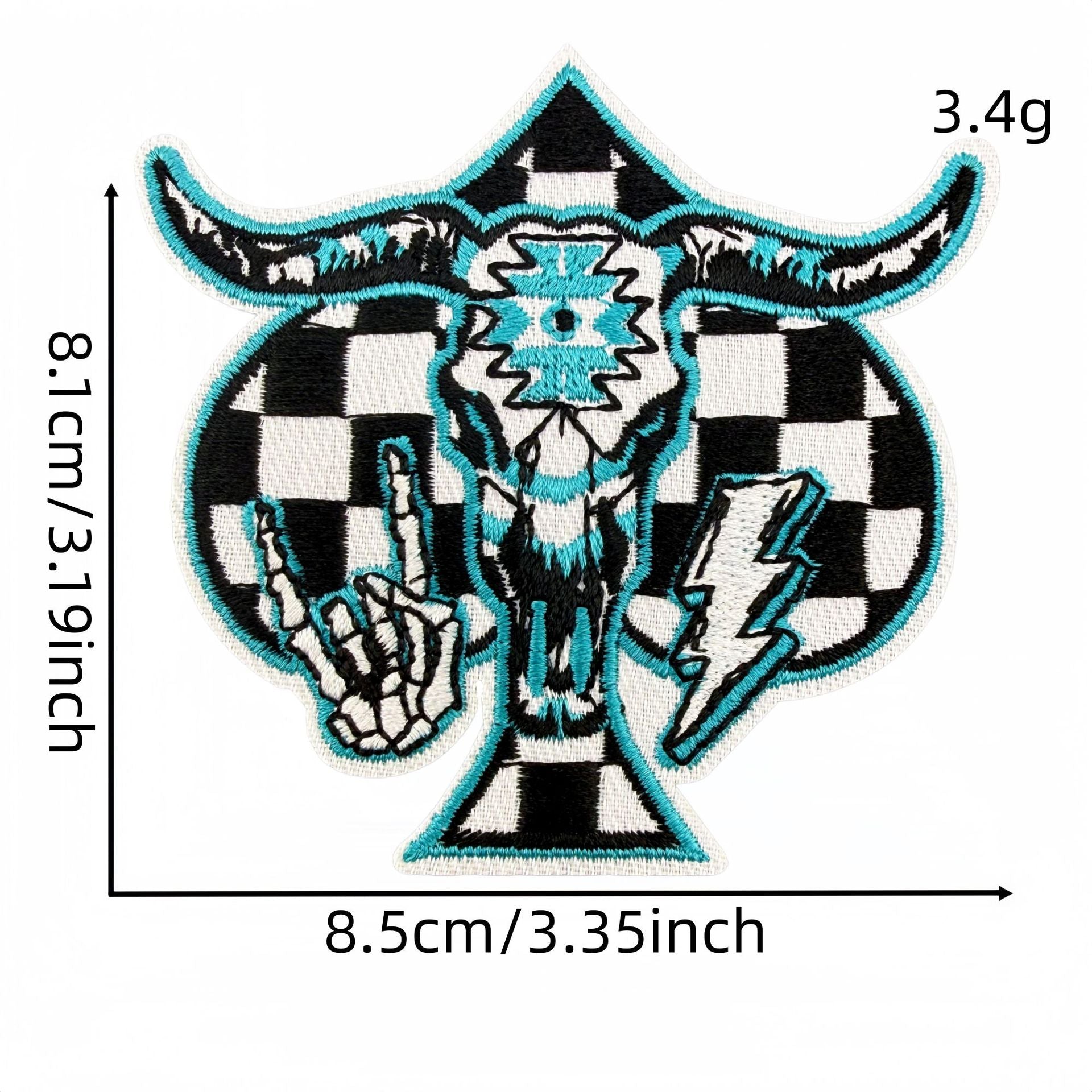 Wholesale Western Style Embroidered Patch Set Skull Checkerboard Design Polyester Thread Fashion Decorative Accessory Gift And Boutique Resale