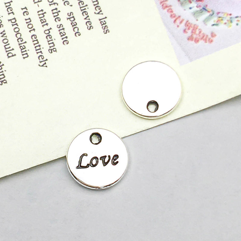 Wholesale 1 Antique Silver Alloy Simulation Heart-shaped English Letter DIY Pendant