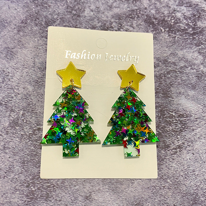 Wholesale Christmas Tree Glitter Mirror Acrylic Earrings