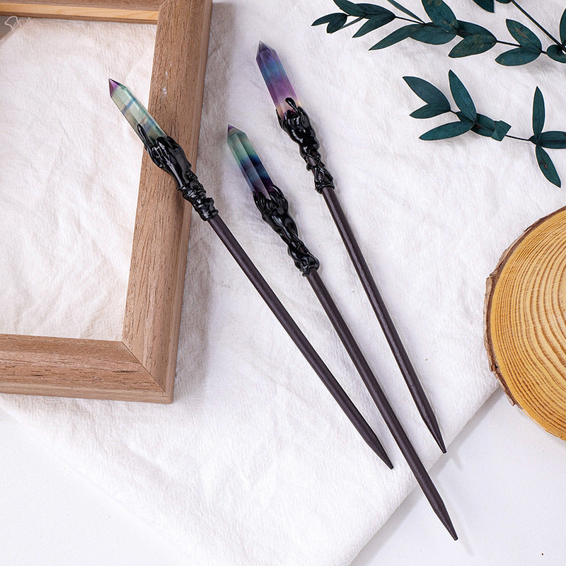 Wholesale New natural crystal column crystal stone diy fairy stick hairpin antique props accessories