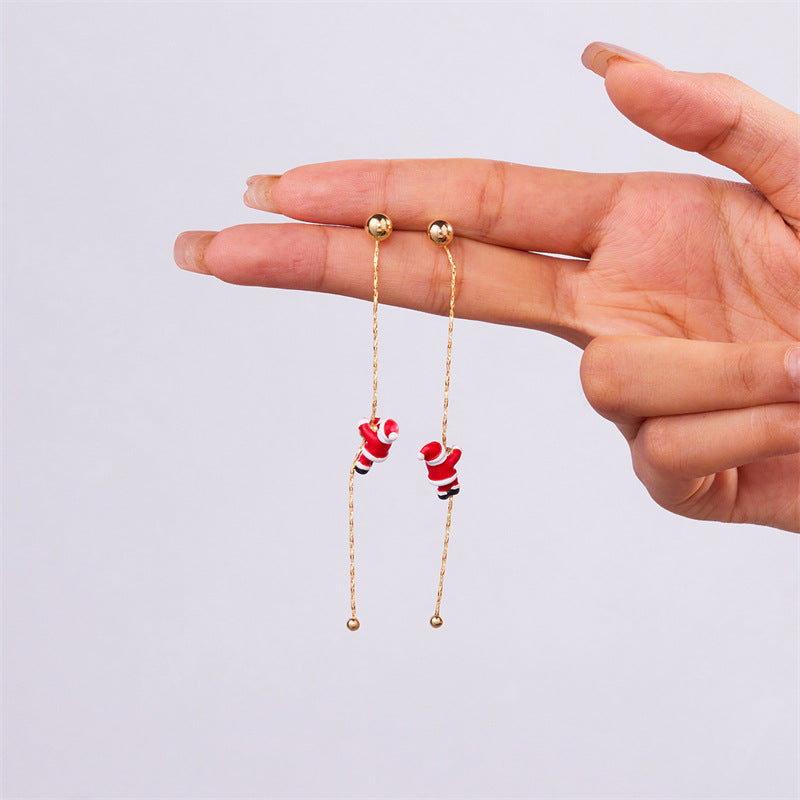Wholesale Crawling  Tassel Long Asymmetrical Snowflake Earrings