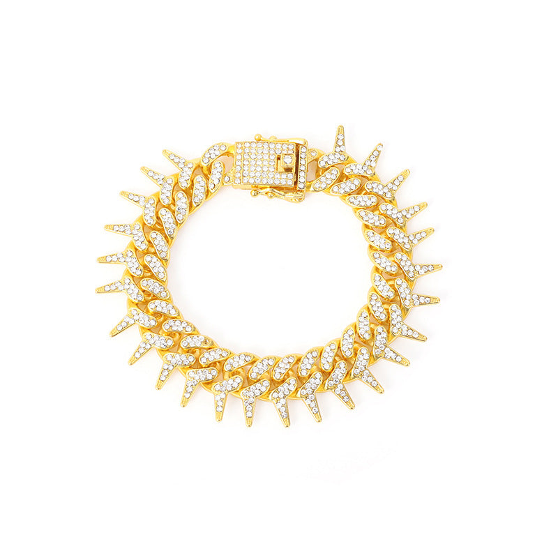 Wholesale Hip-hop Exaggerated Diamond Geometric Men's Thorny Cuban Chain