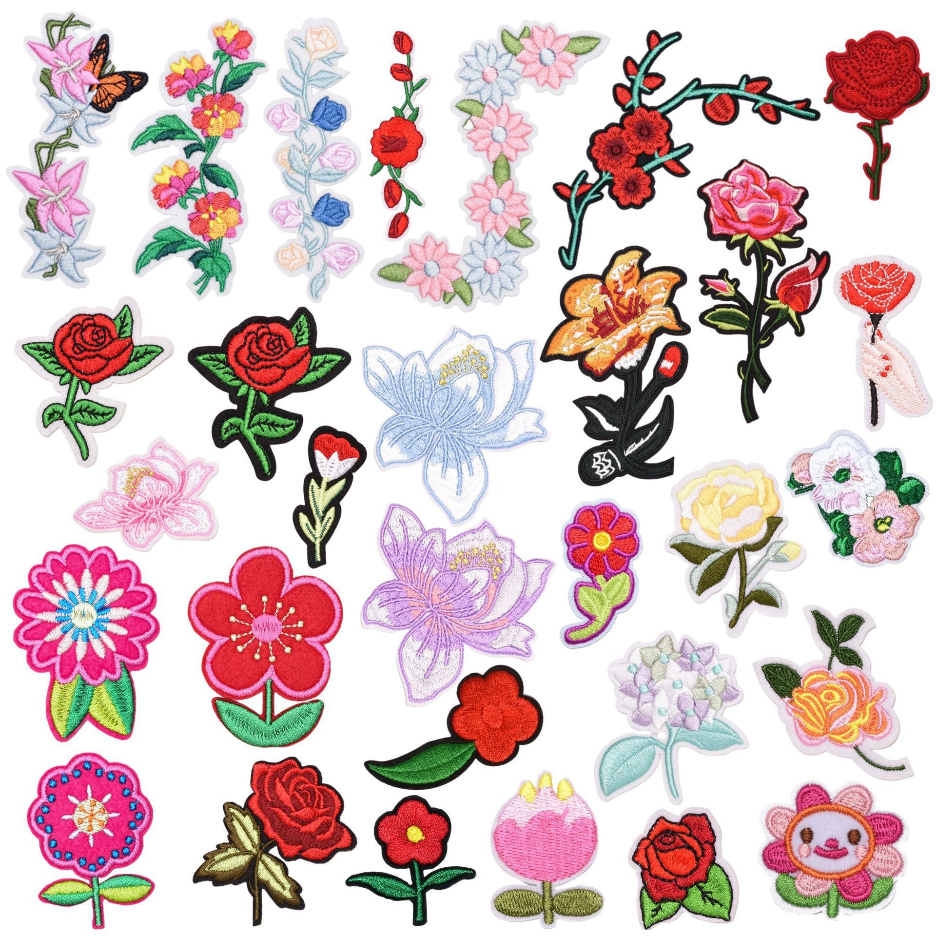 Wholesale Twill Flower Embroidery Patches DIY Sewing Craft Supply For Clothing Decoration