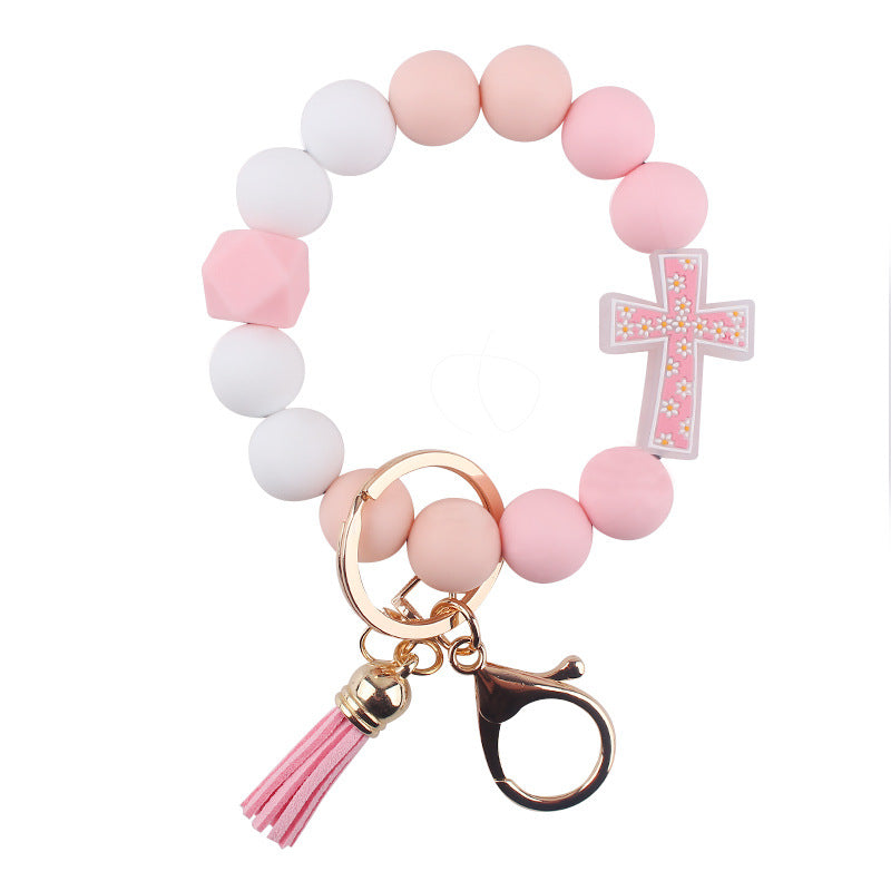 Wholesale Cartoon Cross Silicone Bracelet Keychain