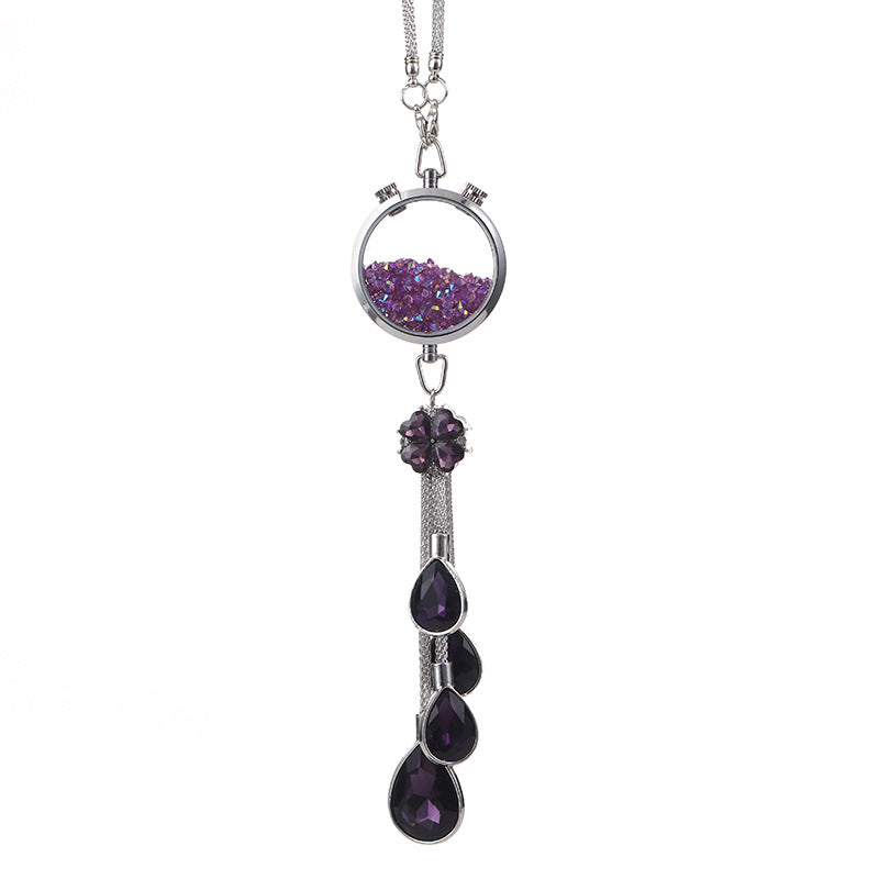 Wholesale Perfume Bottle Pendant Crystal Four Leaf Clover Rearview Mirror Pendant