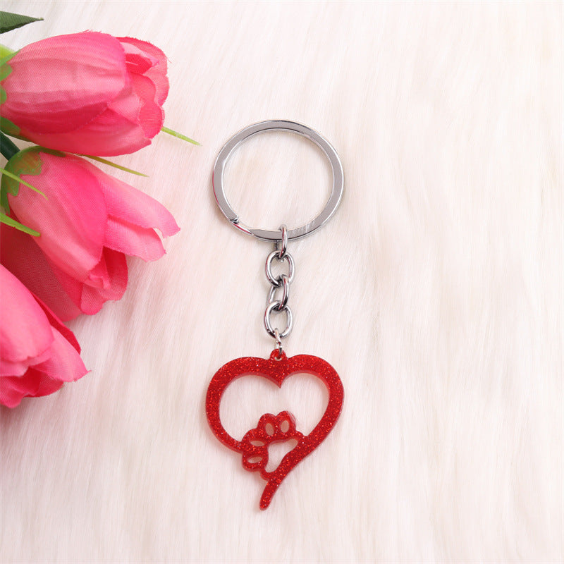 Wholesale Valentine's Day Dog Claw LOVE Acrylic Keychains