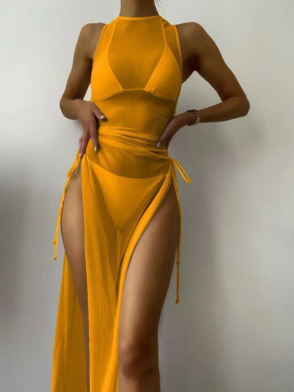 Wholesale Solid Color Sexy Split Swimwear