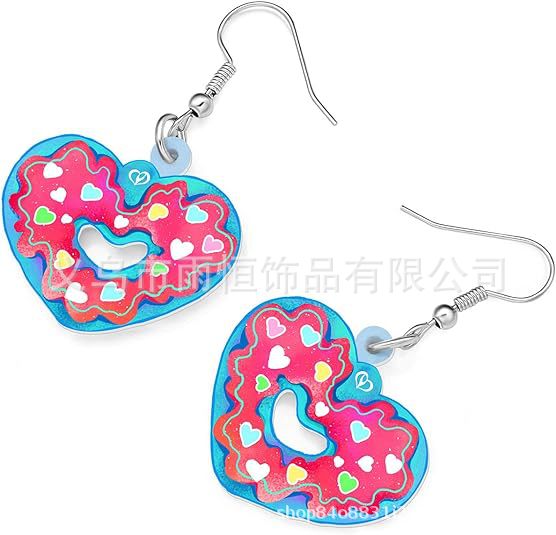 Wholesale Valentine's Day Acrylic  Heart Donut Earrings