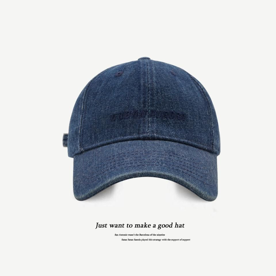 Wholesale washed denim peaked cap embroidered letters sun protection casual baseball cap