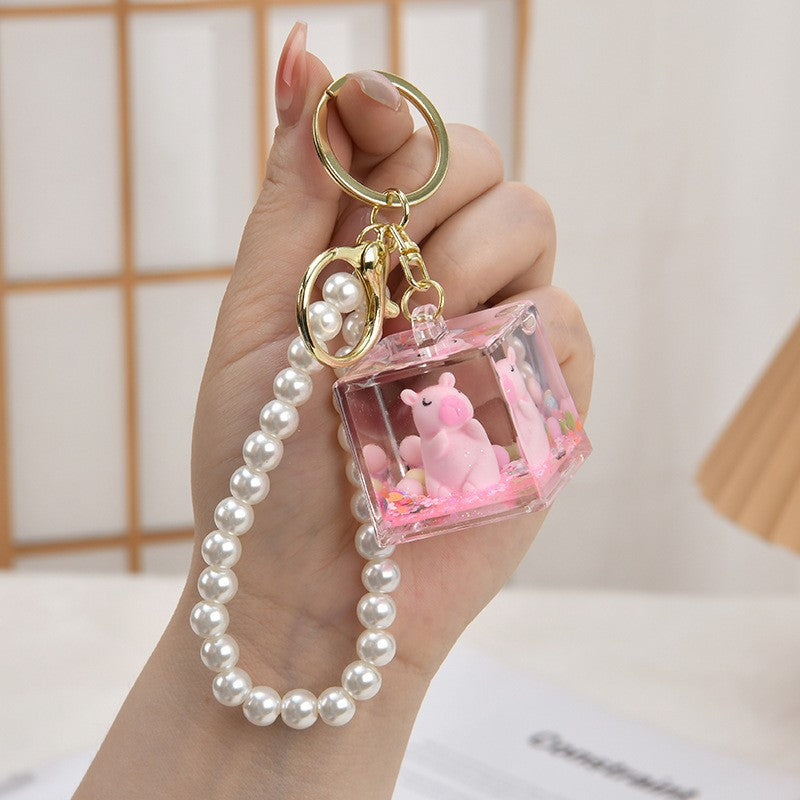 Wholesale Acrylic Creative Capybara Sand Bottle Keychain