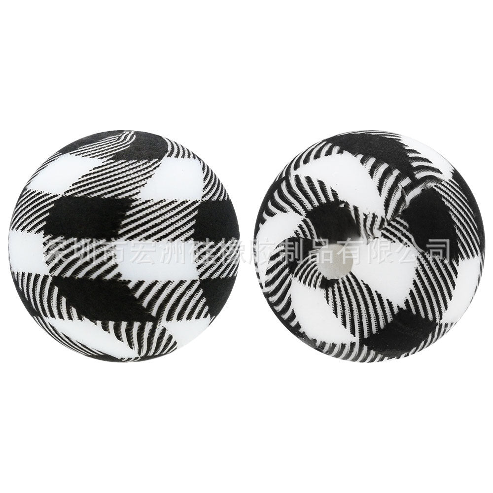 Wholesale 10pcs/pack Plaid Watermark Food Grade Silicone  DIY Round Beads